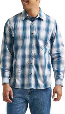 Рубашка с длинным рукавом в голубую клетку Wrangler Authentics Woven Shirt China Blue Plaid, фото
