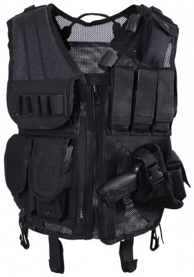 Жилет разгрузочный тактический чёрный с кобурой Rothco Quick Draw Tactical Vest Black 6594, фото
