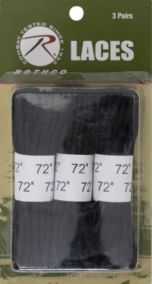 Шнурки черные для военной обуви Rothco Military Boot Laces Black 3 Pack (180 см) 61913, фото