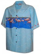 Pacific Legend Men's Border Hawaiian Shirts - 440-3701-Blue