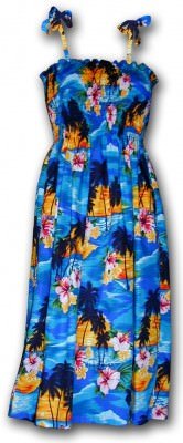 Гавайский сарафан с тонкими бретельками Pacific Legend Hawaiian Tube Dress - 332-3104 Blue, фото