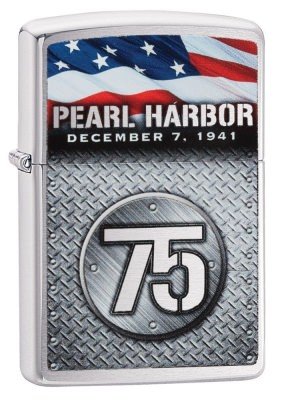 Зажигалка Zippo Pearl Harbor 75th Anniversary Brushed Chrome Pocket Lighter, фото