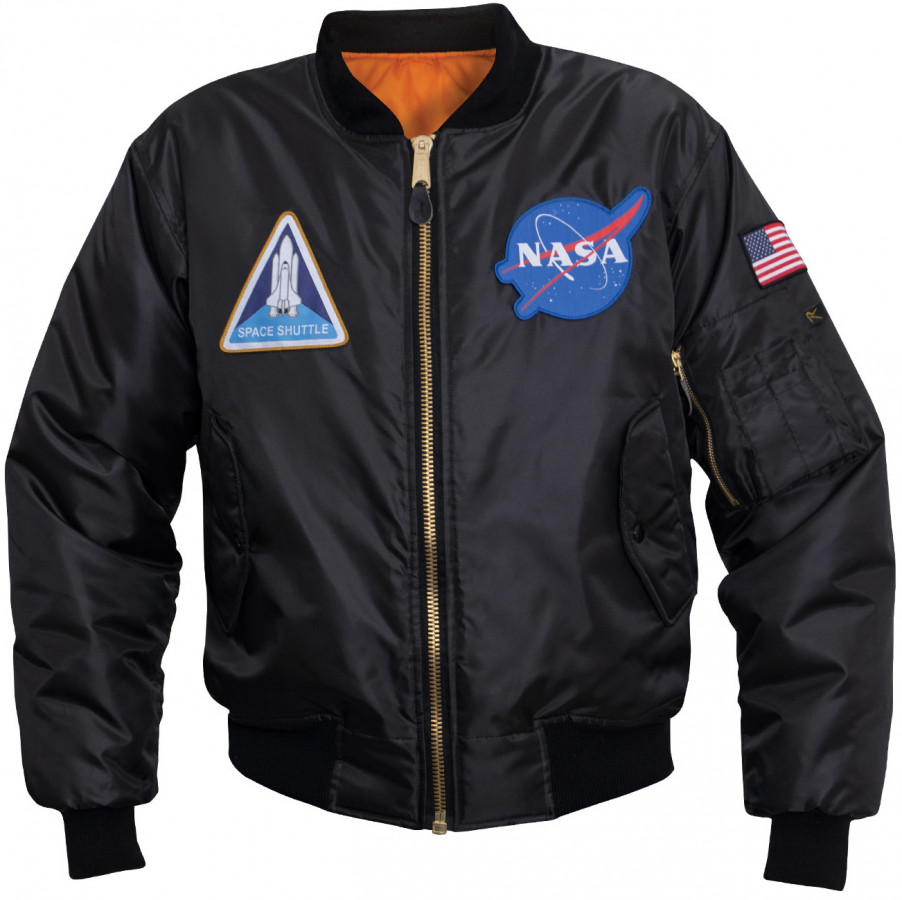 Летная черная куртка НАСА Rothco NASA MA-1 Flight Jacket Black 7328