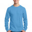 Голубая футболка с длинным рукавом Port & Company Long Sleeve Core Cotton Tee Aquatic Blue PC54LSAB - Бирюзовая футболка с длинным рукавом Port & Company Long Sleeve Core Cotton Tee Aquatic Blue PC54LSAB