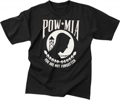 Футболка c эмблемой памяти о военнопленных и пропавших без вести Rothco Military T-Shirt - Black (POW/MIA Print) - 6605, фото