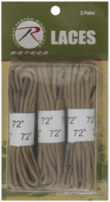 Шнурки песочные для военной обуви Rothco Military Boot Laces Tan 3 Pack (180 см) 61914, фото