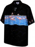 Pacific Legend Men's Border Hawaiian Shirts - 440-3701-Black