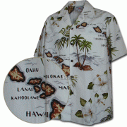 Men's Hawaiian Shirts Allover Prints 410-3614 White