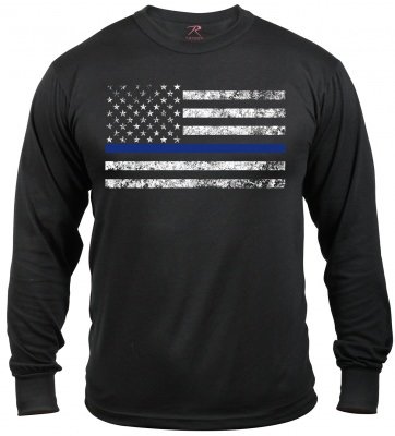 Футболка Rothco Long Sleeve Thin Blue Line T-Shirt 3925, фото