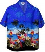 Pacific Legend Parrot Beach Hawaiian Shirts - 346-3468 Blue