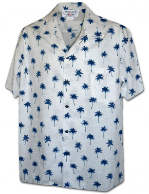 Гавайская рубашка с синими пальмами Classic Hawaiian Palm Trees Men's Tropical Shirts 410 3976 Navy, фото