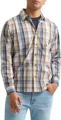 Рубашка с длинным рукавом в клетку Wrangler Authentics Woven Shirt Orion Blue Plaid, фото