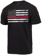 Rothco Thin Red Line Flag T-Shirt Black 9950