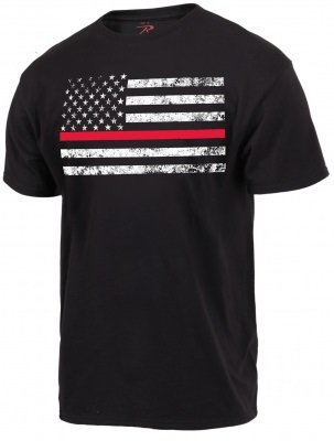 Rothco Thin Red Line Flag T-Shirt Black 9950, фото