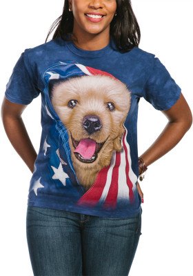 Футболка с ретривером The Mountain T-Shirt Patriotic Golden Pup 105905, фото