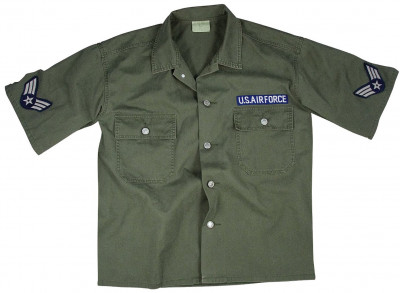 Форменная винтажная оливковая рубашка ВВС США Rothco Vintage Army Air Force Short Sleeve BDU Shirt 2875, фото