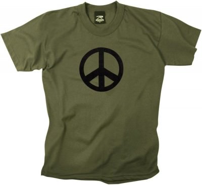 Футболка винтажная оливковая символ мира «Пацифик» Military T-Shirt - Olive Drab (Peace Logo) 60057, фото