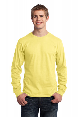 Желтая футболка с длинным рукавом Port & Company Long Sleeve Core Cotton Tee Yellow PC54LSY, фото