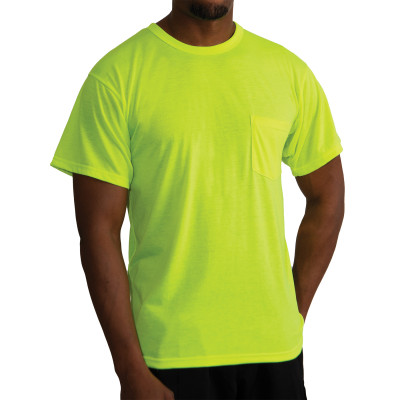Потоотводящая футболка с карманом яркий зеленый лайм Rothco Moisture Wicking Pocket T-Shirt Safety Green 10221, фото