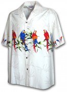 Pacific Legend Men's Border Hawaiian Shirts 440-3636 White