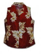 Pacific Legend Luau Ladies Sleevless Hawaiian Shirts - 342-3162 Red