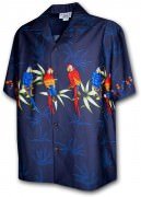 Pacific Legend Men's Border Hawaiian Shirts - 440-3636 Navy
