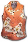 Pacific Legend Luau Ladies Sleevless Hawaiian Shirts - 342-3162 Peach