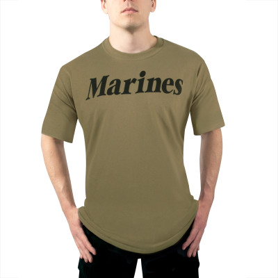 Тренировочная койотовая футболка Морской Пехоты США Rothco Physical Training T-Shirt "MARINES" Olive Drab 60157, фото