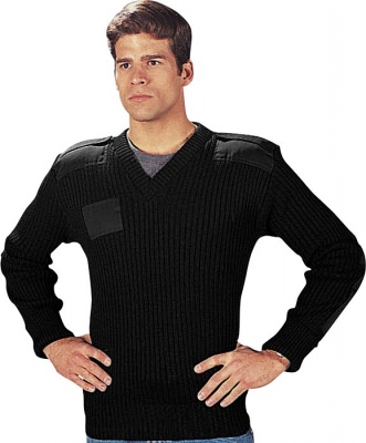 Шерстяной военный свитер с V-образным вырезом Rothco G.I. Type Wool V-Neck Sweater Black 6344, фото