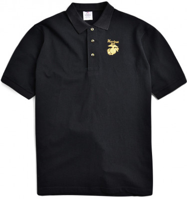 Футболка поло Rothco Marines Logo Polo Shirts Black 7696, фото