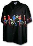Pacific Legend Men's Border Hawaiian Shirts - 440-3636 Black