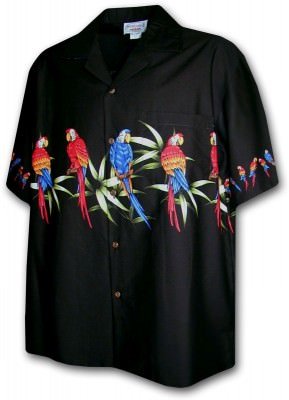 Гавайская рубашка Pacific Legend Men's Border Hawaiian Shirts - 440-3636 Black, фото