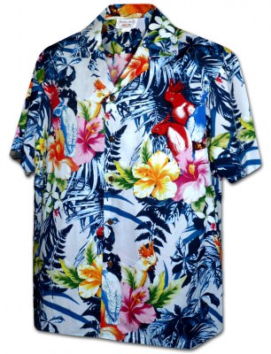 Рубашка гавайская Pacific Legend Men's Hawaiian Shirts Allover Prints 410-3916 Silver, фото