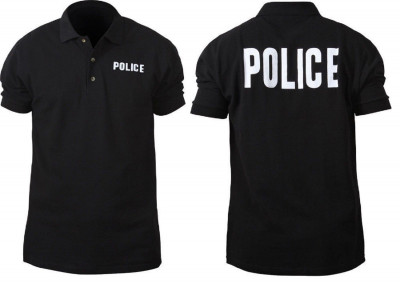 Хлопковая футболка поло с коротким рукавом для персонала полиции Rothco Polo Shirts Police Black 7698, фото
