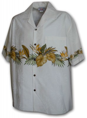 Гавайская рубашка Pacific Legend Men's Border Hawaiian Shirts - 440-3634 White, фото