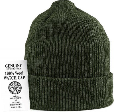 Американская вязаная шерстяная оливковая шапка WiscKnit® Genuine USN Wool Watch Cap Olive Drab 5779, фото