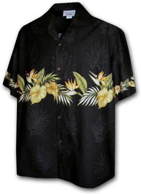 Гавайская рубашка Pacific Legend Men's Border Hawaiian Shirts - 440-3634 Black, фото