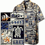 Men's Hawaiian Shirts Allover Prints 410-4762 Navy