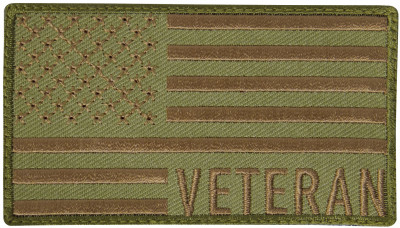 Оливковая нашивка с велкро флаг США и надписью «Ветеран» «Veteran» Rothco Veteran US Flag Patch Olive/Coyote 1873, фото