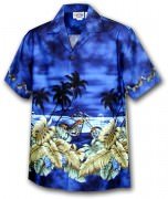 Pacific Legend Men's Border Hawaiian Shirts 440-2846 Navy