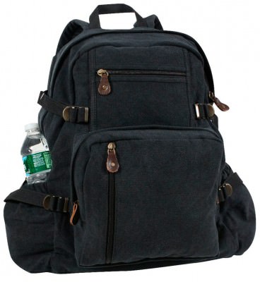 Хлопковый винтажный черный рюкзак Rothco Jumbo Vintage Canvas Backpack Black 9262, фото
