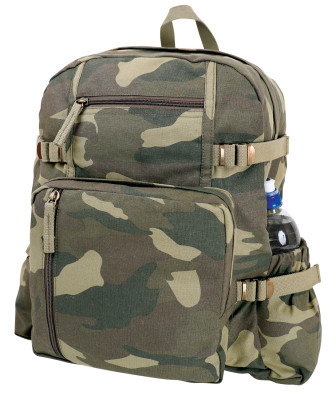Хлопковый винтажный рюкзак лесной камуфляж Rothco Jumbo Vintage Canvas Backpack Woodland Camo 9260, фото