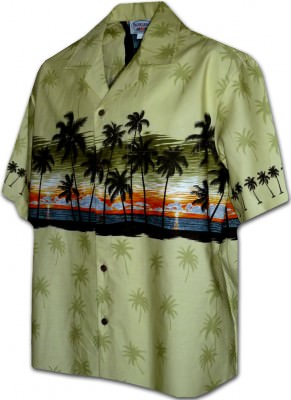 Гавайская рубашка Pacific Legend Men's Border Hawaiian Shirts - 440-3511 Sage, фото