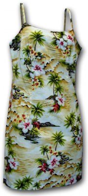 Гавайский сарафан на тонких бретельках Pacific Legend Short Spaghetti Dress - 306-3238 Maize, фото