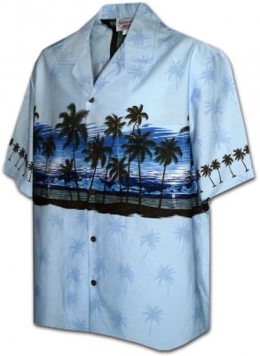 Гавайская рубашка Pacific Legend Men's Border Hawaiian Shirts - 440-3511 Blue, фото