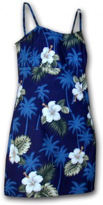 Гавайский сарафан на тонких бретельках Pacific Legend Short Spaghetti Dress - 306-2798 Navy, фото