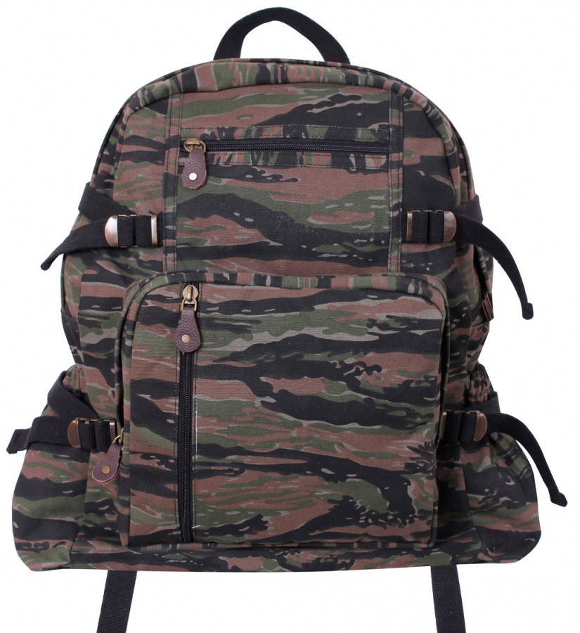 バッグ Camo Tiger Canvas Backpack Хлопковый винтажный тигровый камуфляж рюкзак Rothco Jumbo Vintage