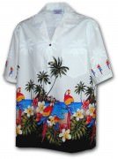 Pacific Legend Men's Border Hawaiian Shirts 440-3468 White