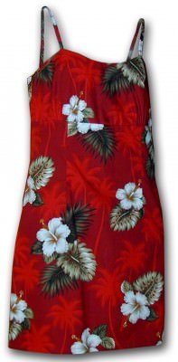 Гавайский сарафан на тонких бретельках Pacific Legend Short Spaghetti Dress - 306-2798 Red, фото