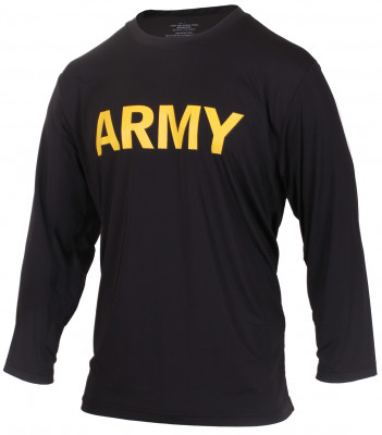 Футболка тренировочная Армии США с длинным рукавом Rothco Long Sleeve Army PT Shirt Black / ARMY 56020, фото